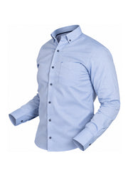 Camisa Casual Manga Larga Azul Cielo con Coderas