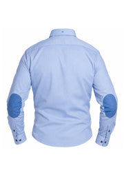 Camisa Casual Manga Larga Azul Cielo con Coderas