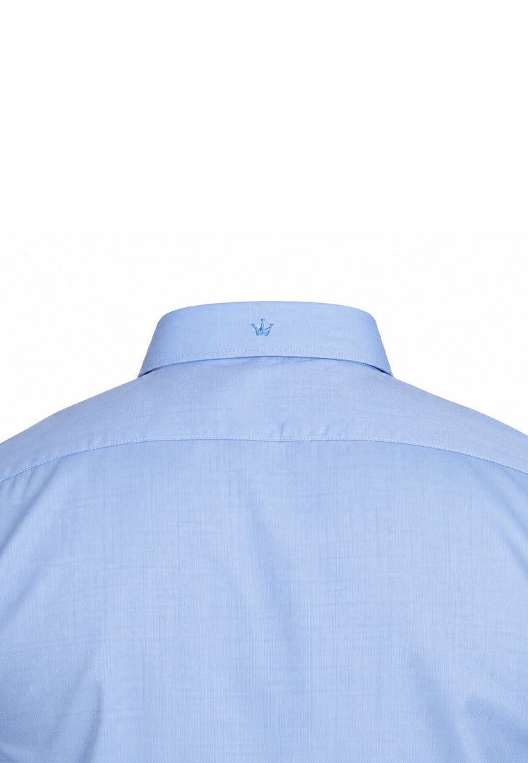 Camisa Casual Manga Larga Azul Cielo con Coderas