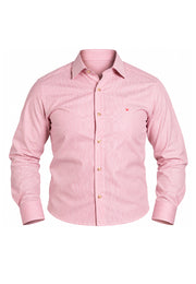 Camisa Casual Manga Larga Microrrayas Rojas