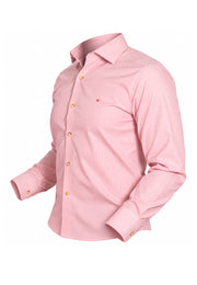 Camisa Casual Manga Larga Microrrayas Rojas