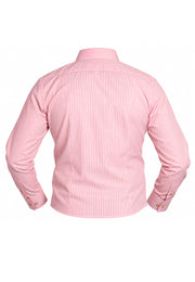 Camisa Casual Manga Larga Microrrayas Rojas
