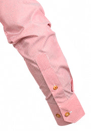 Camisa Casual Manga Larga Microrrayas Rojas