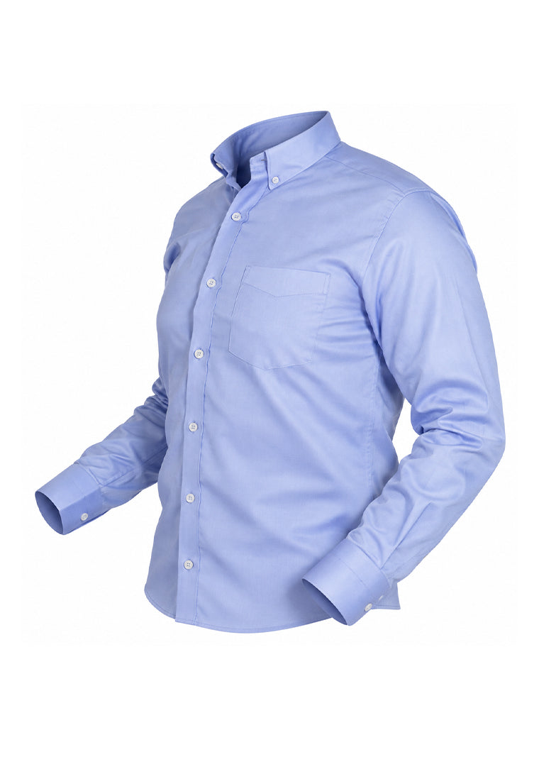 Camisa Casual Manga Larga Azul Medio