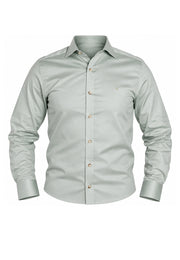 Camisa Casual Manga Larga Verde Claro / Verde Jaspeado
