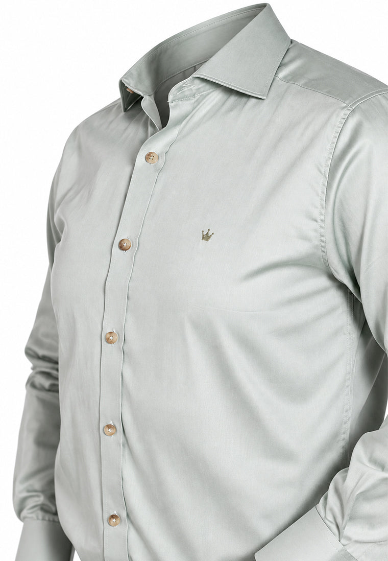 Camisa Casual Manga Larga Verde Claro / Verde Jaspeado