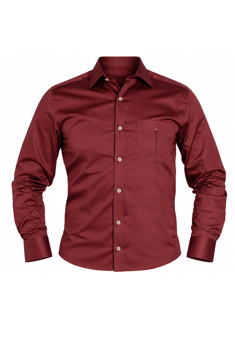 Camisa Casual Manga Larga Vinotinto
