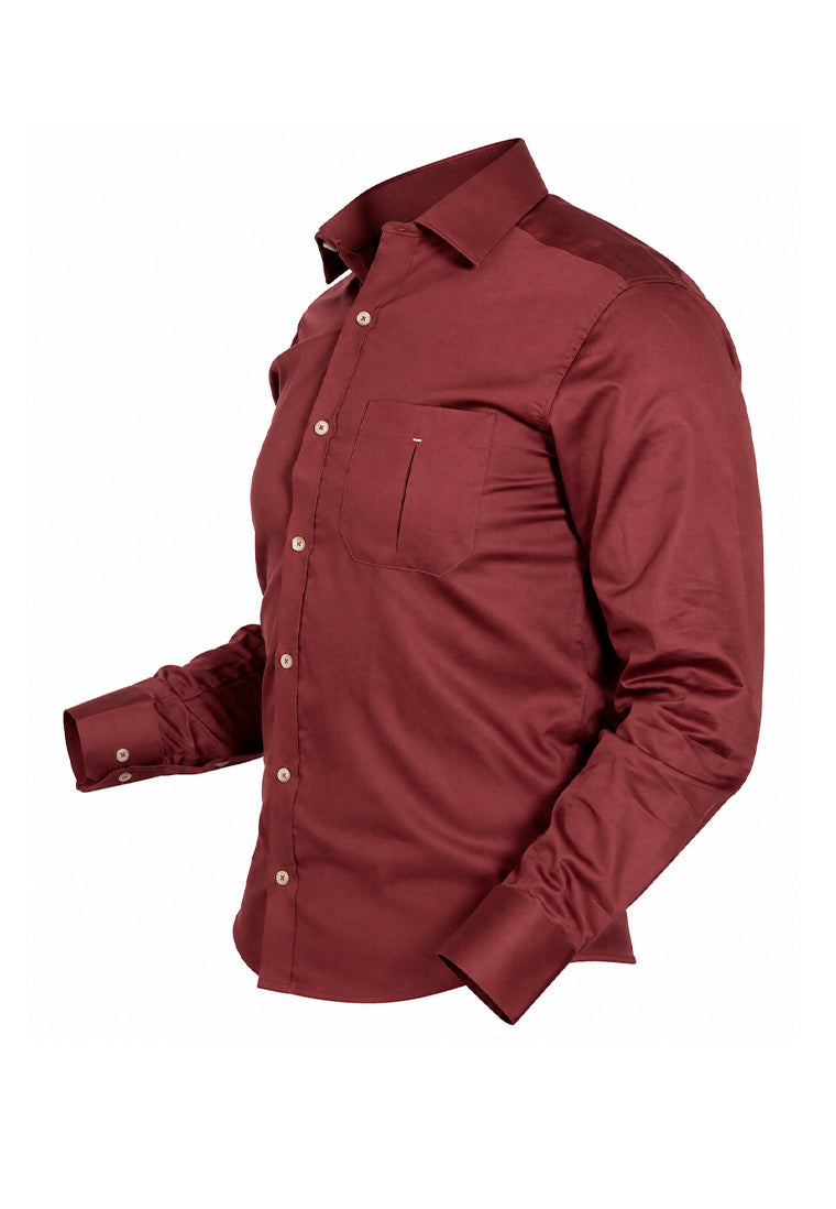 Camisa Casual Manga Larga Vinotinto