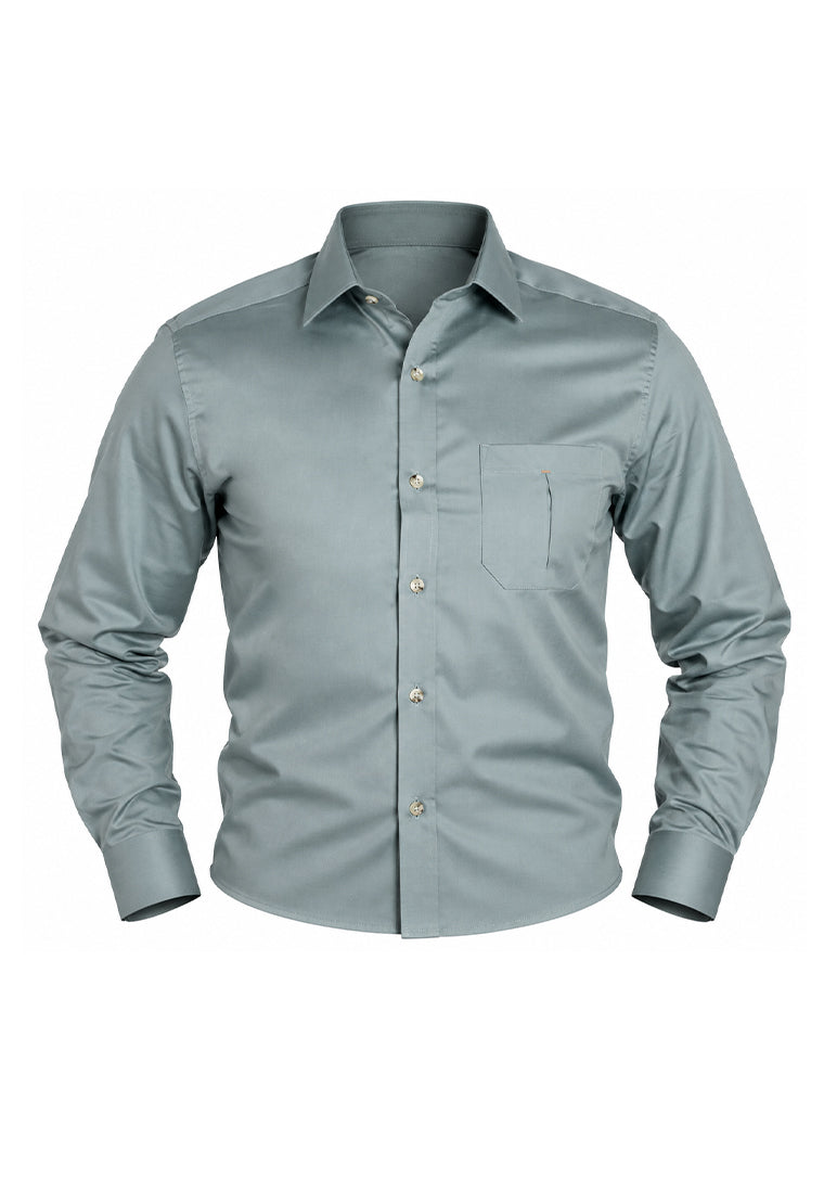 Camisa Casual Manga Larga Verde Salvia