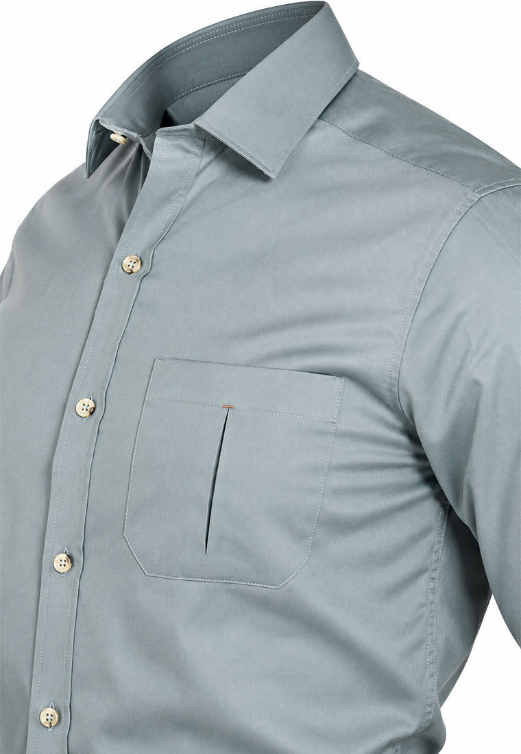 Camisa Casual Manga Larga Verde Salvia