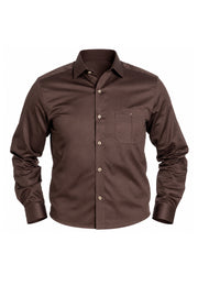 Camisa Sport Manga Larga Café Sólido