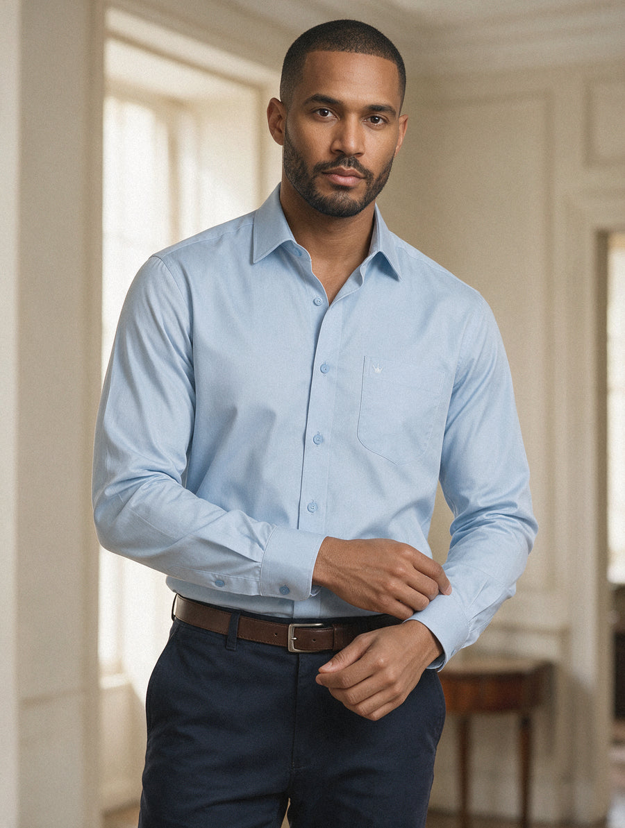 Camisa Formal Corbata Azul Cielo
