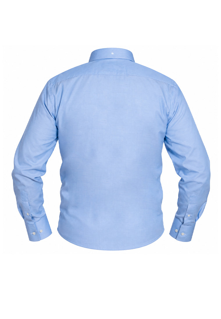 Camisa Casual Manga Larga Azul Celeste Oxford