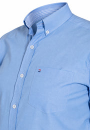 Camisa Casual Manga Larga Azul Celeste Oxford