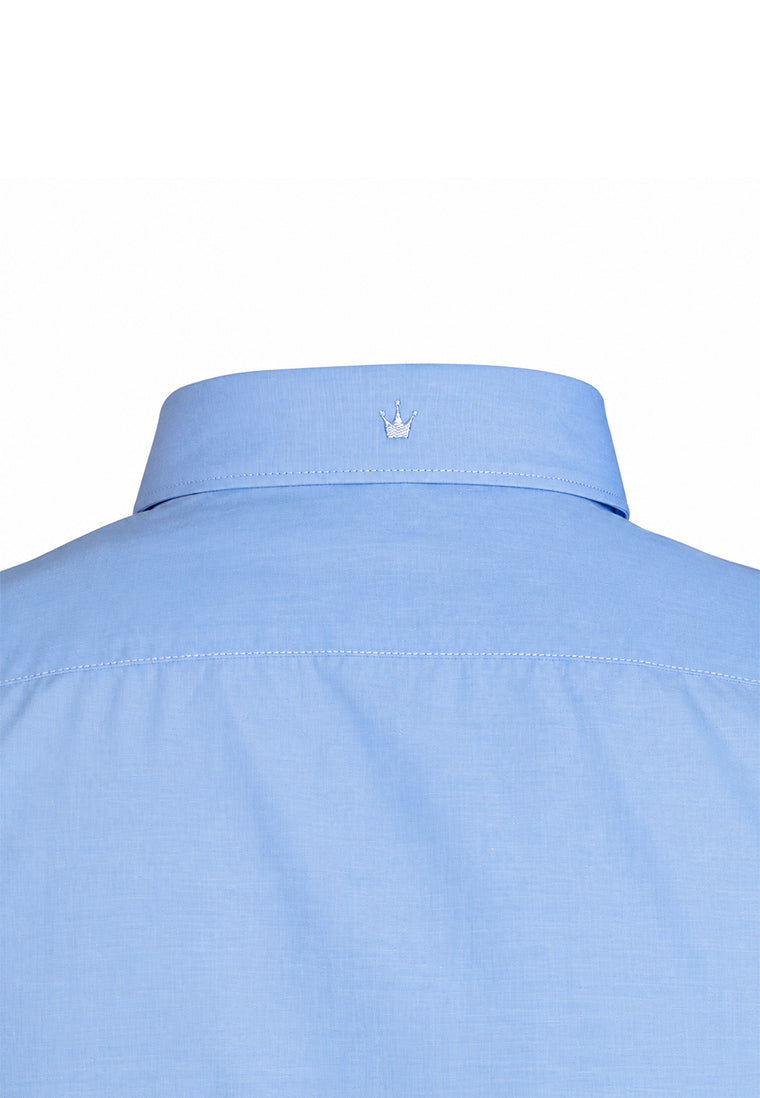 Camisa Casual Manga Larga Azul Celeste Oxford