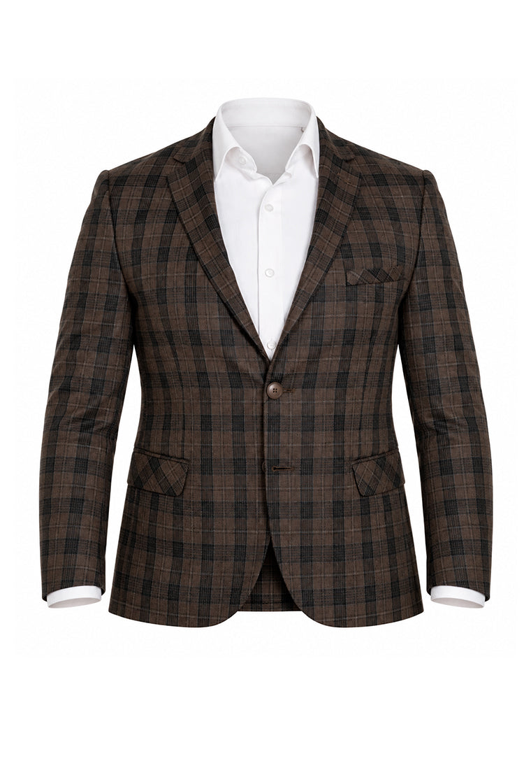 Blazer Sastre Slim Fit en Cuadros Café