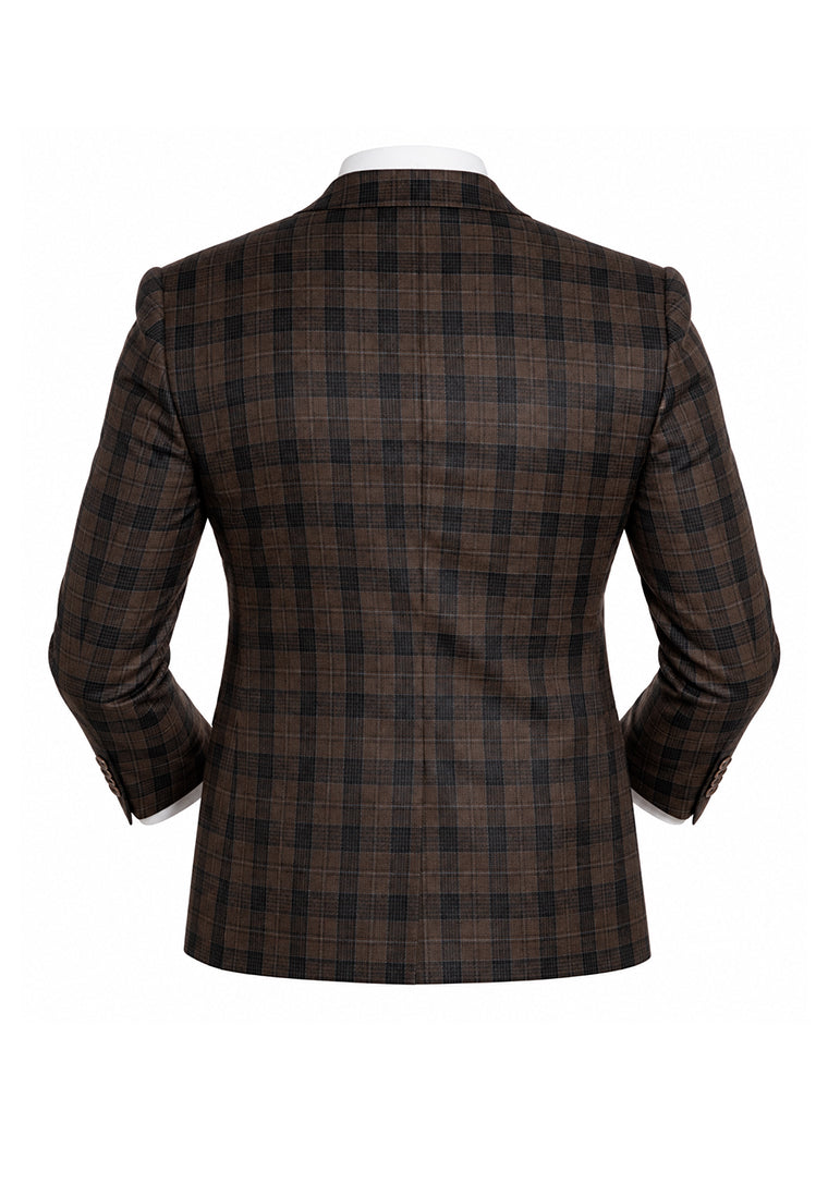 Blazer Sastre Slim Fit en Cuadros Café