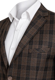 Blazer Sastre Slim Fit en Cuadros Café