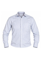 Camisa Casual Manga Larga Microrrayas Azules