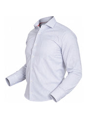 Camisa Casual Manga Larga Microrrayas Azules