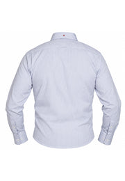 Camisa Casual Manga Larga Microrrayas Azules
