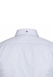 Camisa Casual Manga Larga Microrrayas Azules
