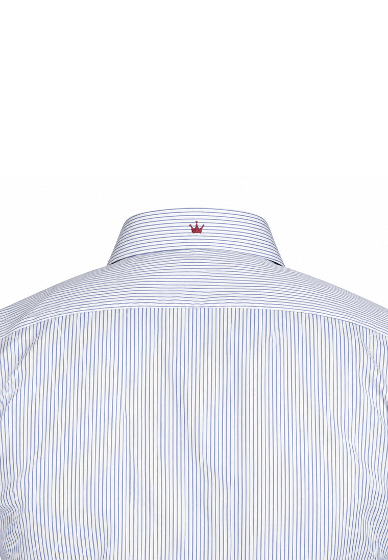 Camisa Casual Manga Larga Microrrayas Azules