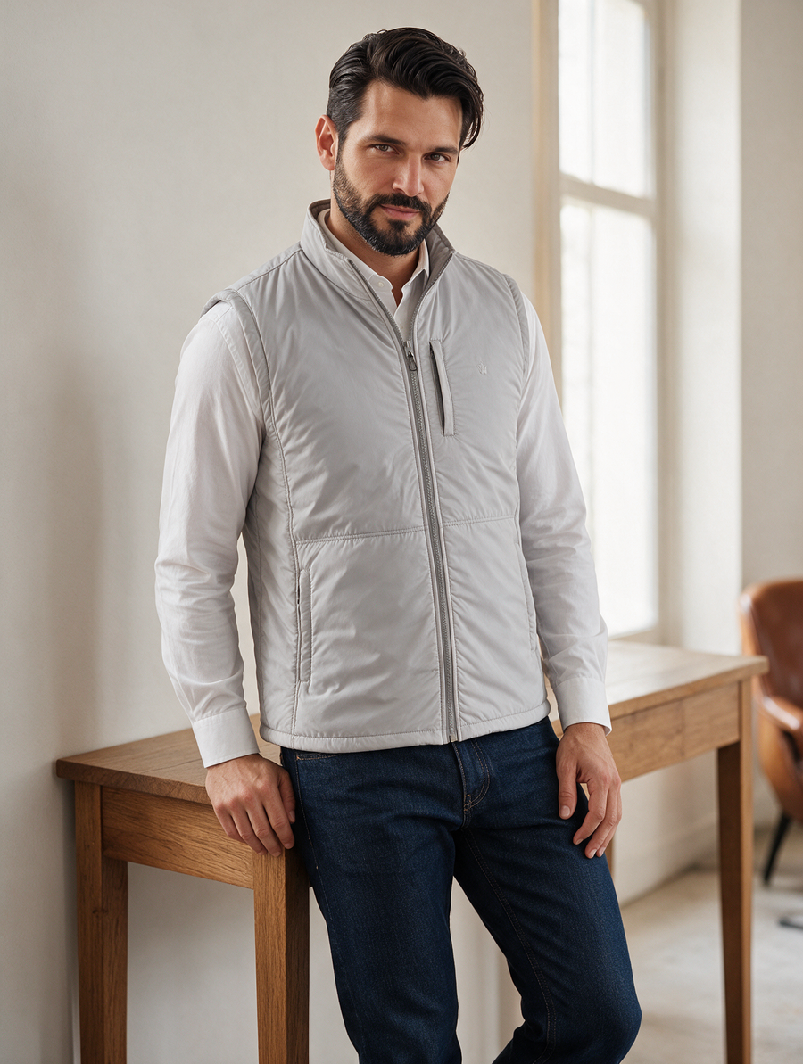 Chaleco Acolchado Slim Fit Gris Perla