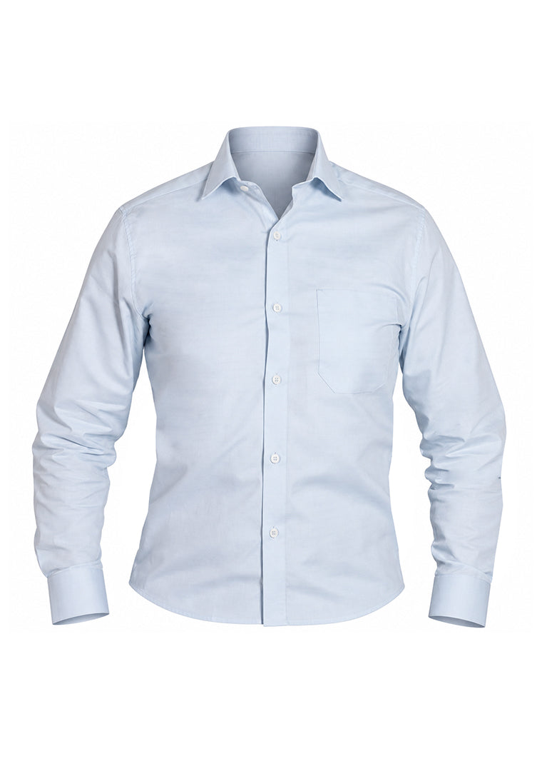 Camisa Casual Manga Larga Azul Texturizada