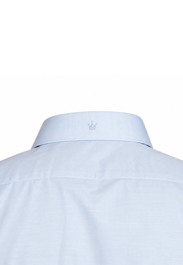 Camisa Casual Manga Larga Azul Texturizada