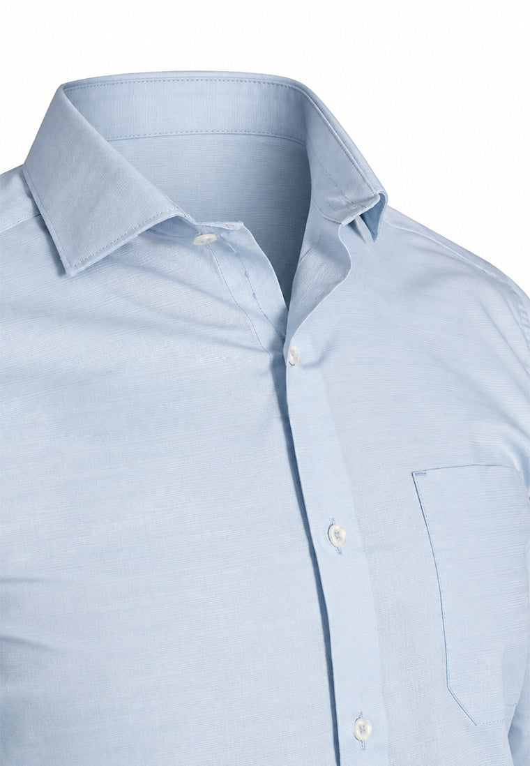 Camisa Casual Manga Larga Azul Texturizada