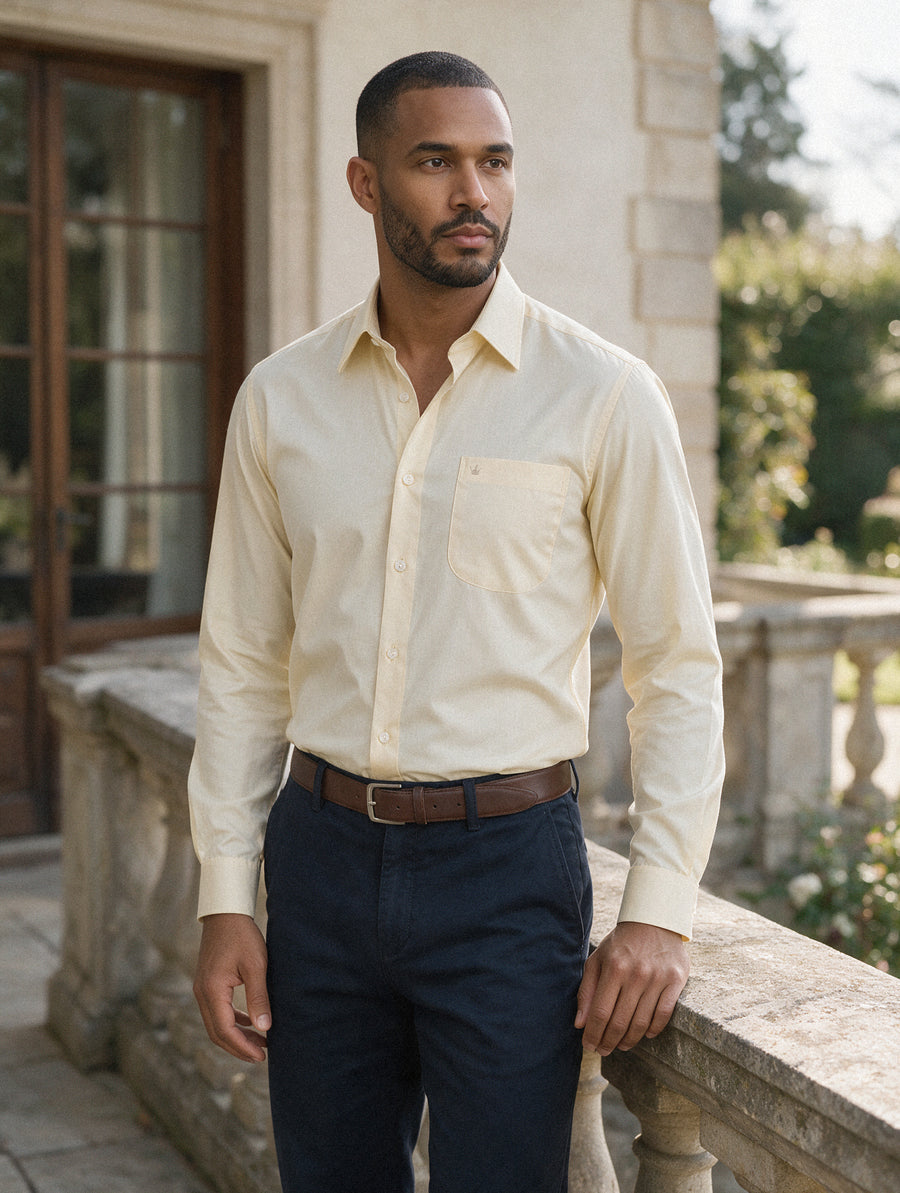 Camisa Formal Corbata Amarillo Pastel