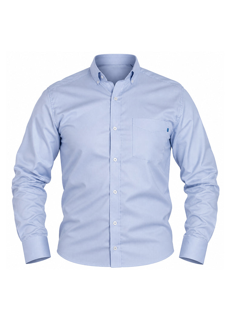 Camisa Sport Manga Larga Azul Jaspeado
