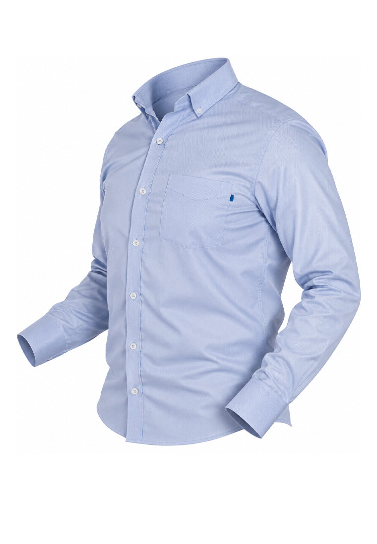 Camisa Sport Manga Larga Azul Jaspeado
