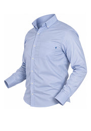 Camisa Sport Manga Larga Azul Jaspeado