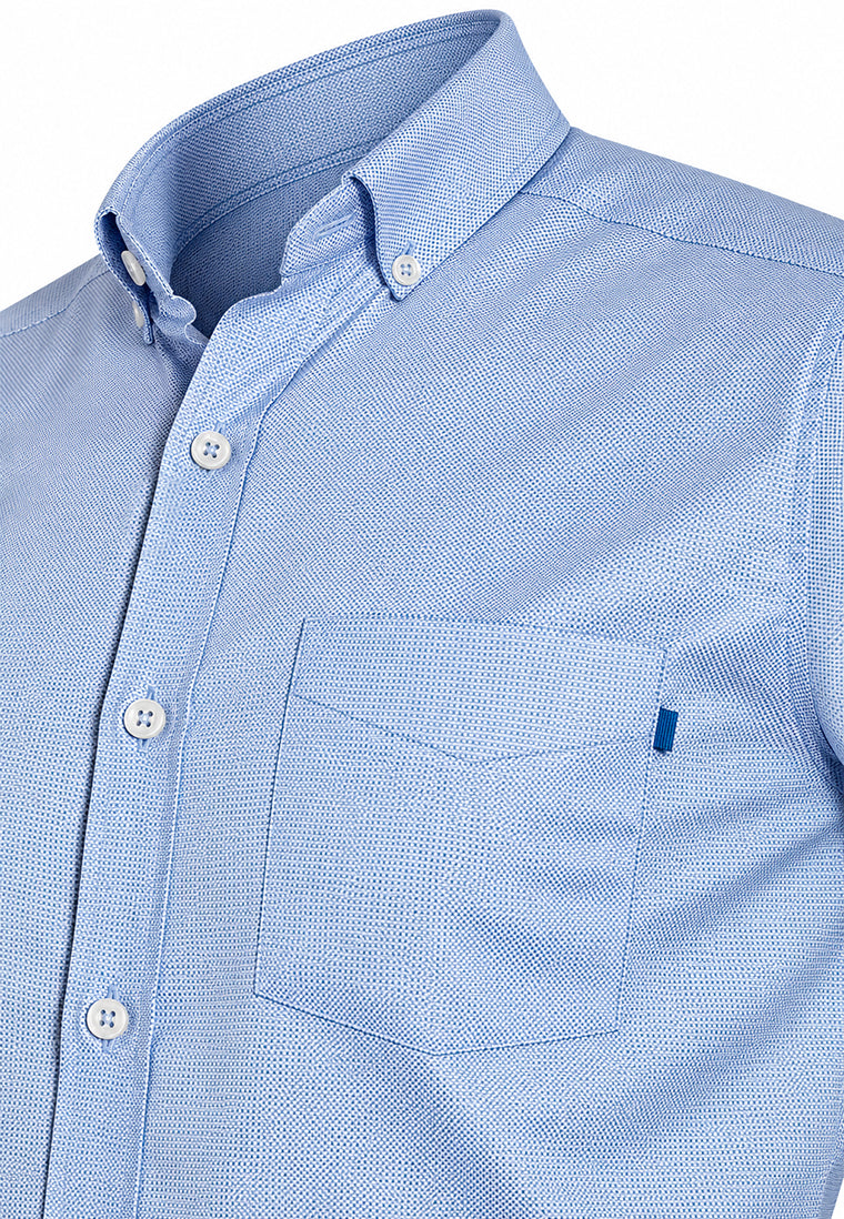 Camisa Sport Manga Larga Azul Jaspeado