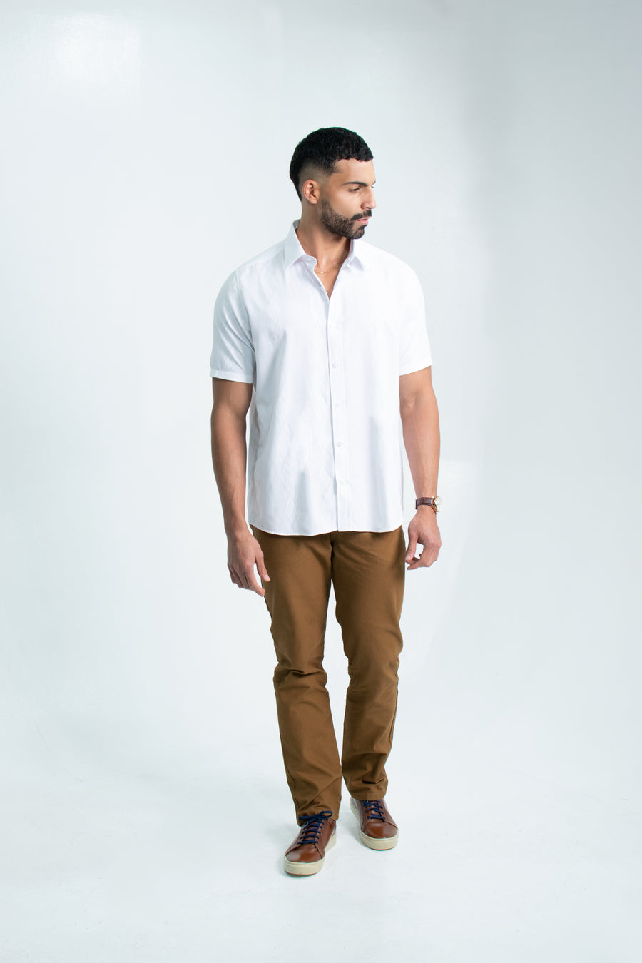 CAMISA BLANCA MANGA CORTA SPORT MC DOBBY 60% POL 40% ALG