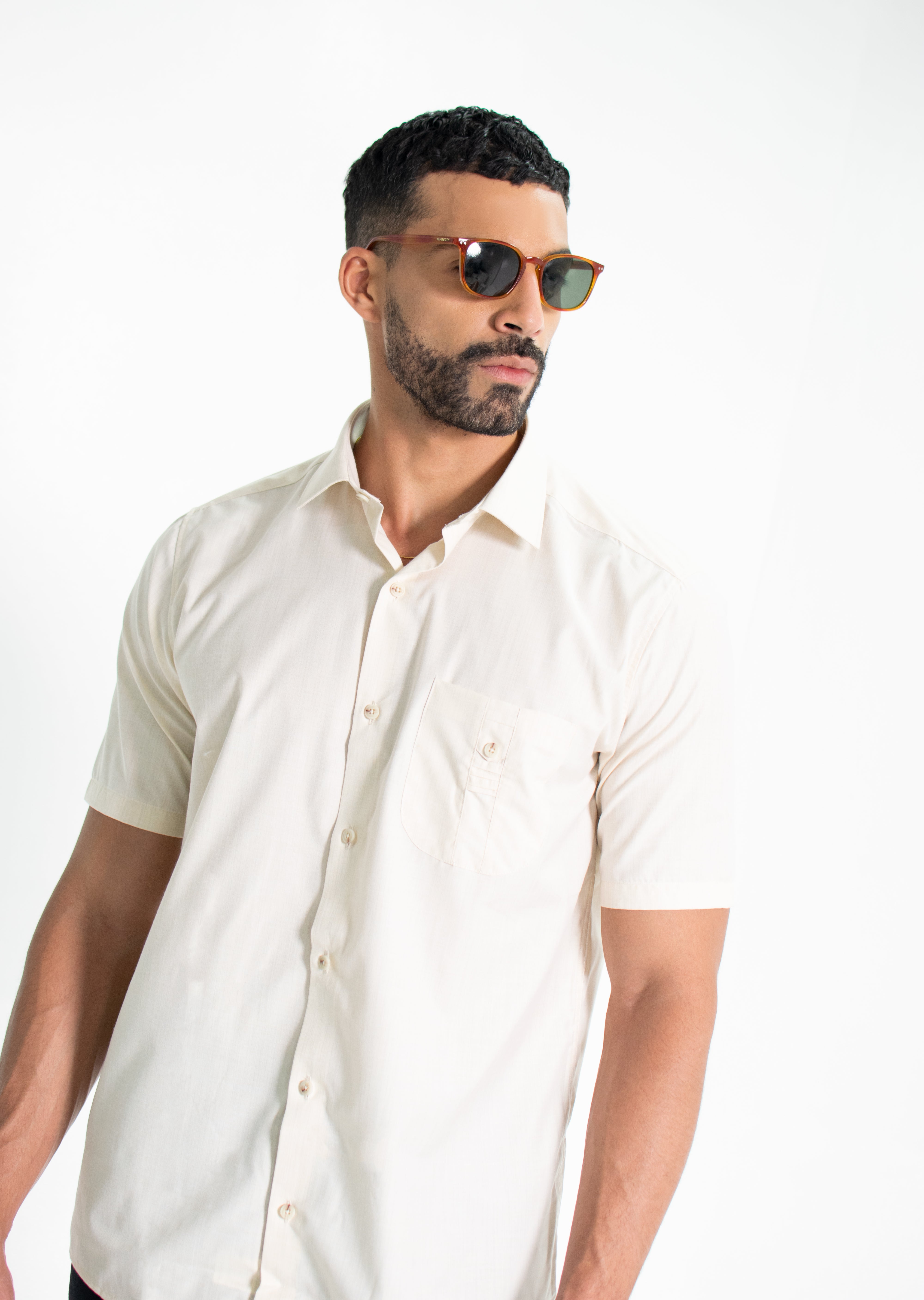 Camisa Sport manga corta color beige