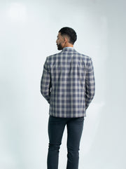 BLAZER AZUL CON CUADROS GRISES