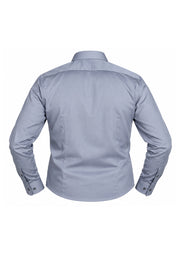Camisa Casual Manga Larga Azul con Detalles en Contraste