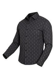 Camisa Casual Manga Larga Estampado Damasco Gris