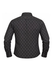 Camisa Casual Manga Larga Estampado Damasco Gris