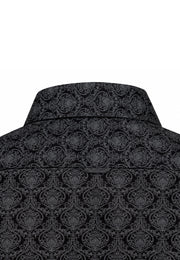 Camisa Casual Manga Larga Estampado Damasco Gris