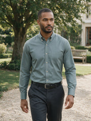 Camisa Casual Manga Larga Verde Button Down