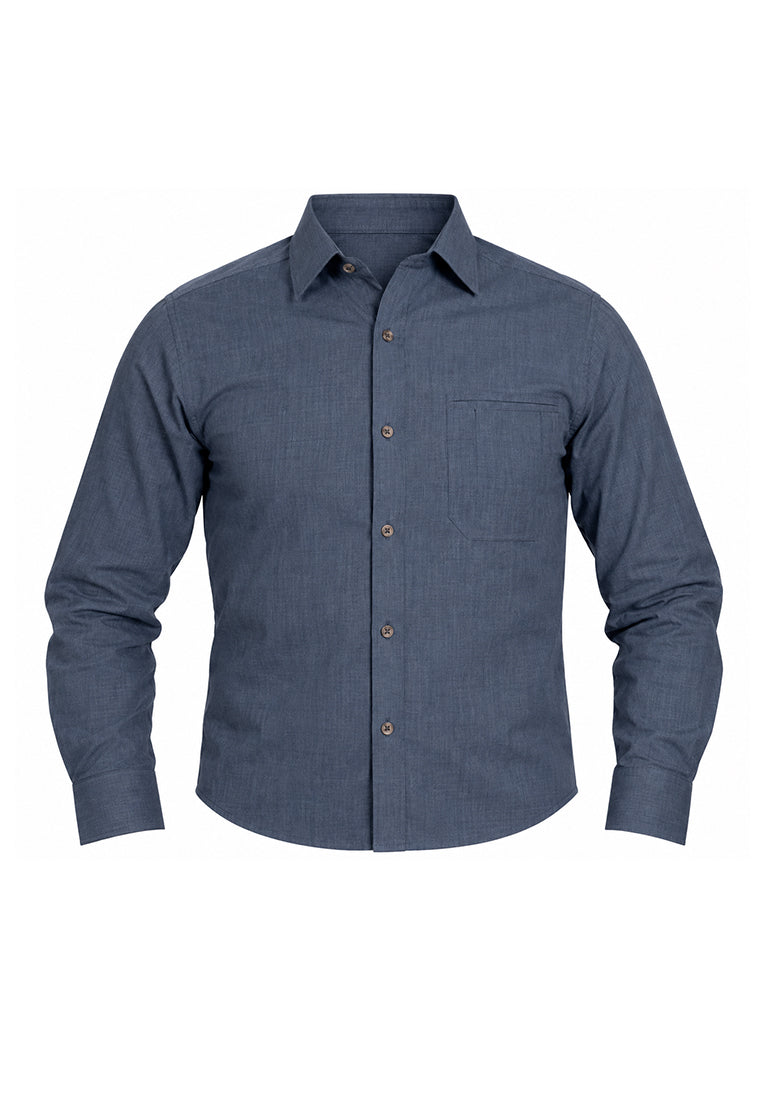 Camisa Sport Manga Larga Azul Medio