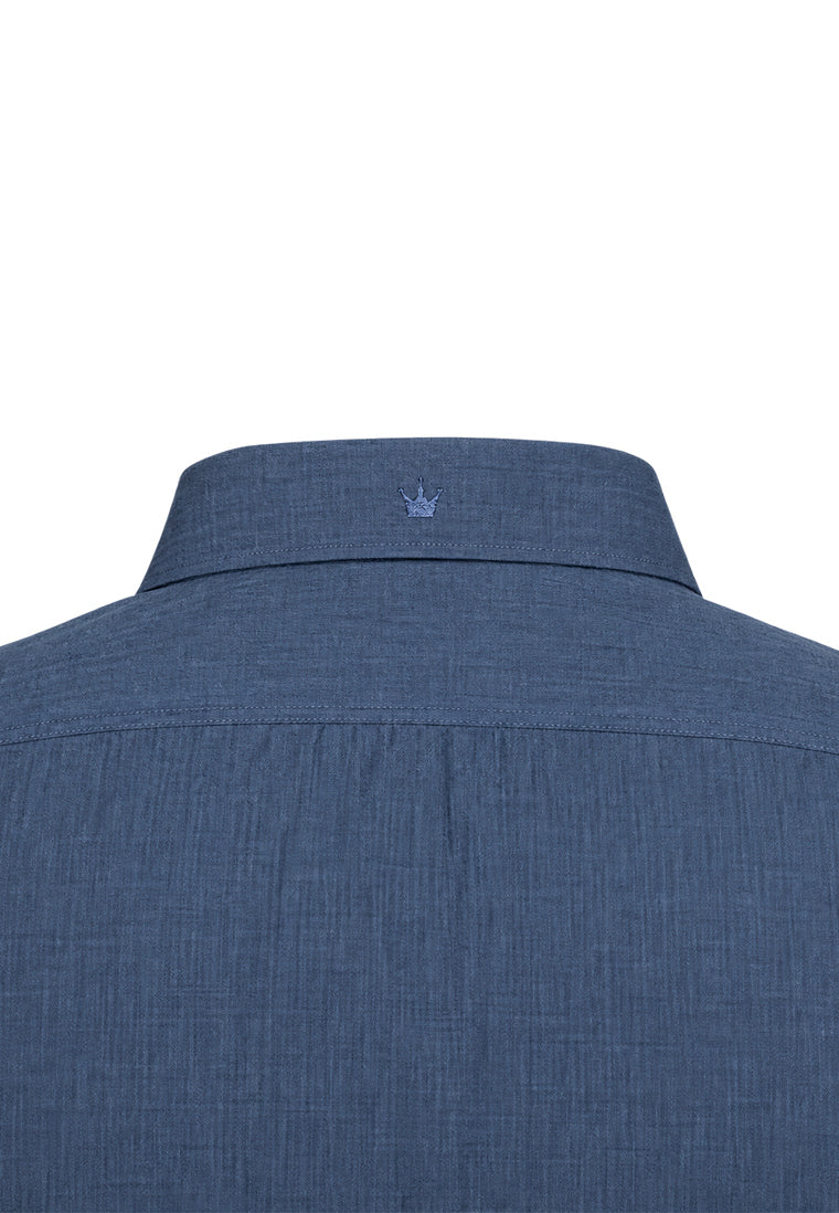 Camisa Sport Manga Larga Azul Medio