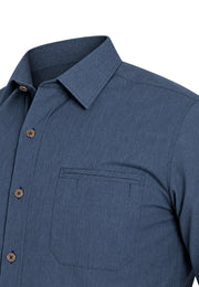 Camisa Sport Manga Larga Azul Medio