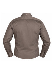 Camisa Sport Manga Larga Café con Bolsillo de Solapa