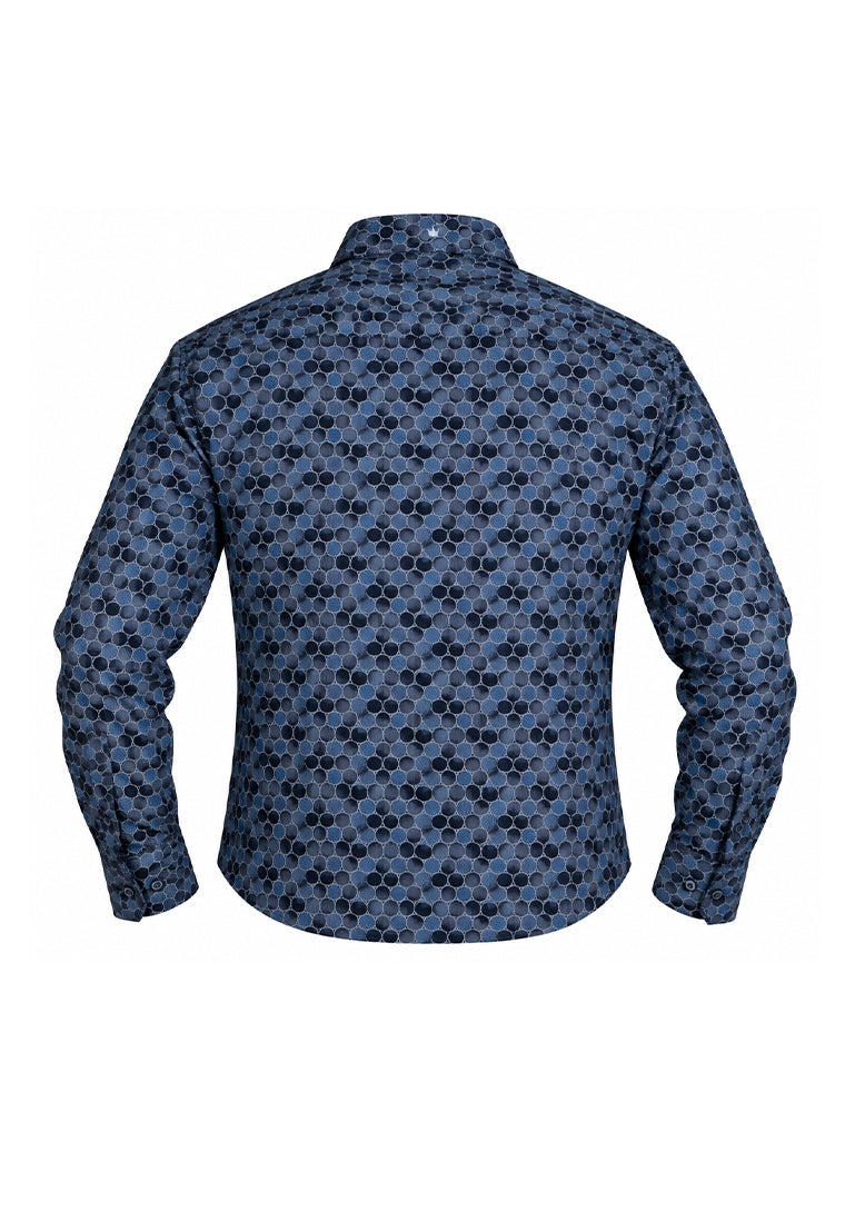 Camisa Sport Manga Larga Estampado Círculos Azules