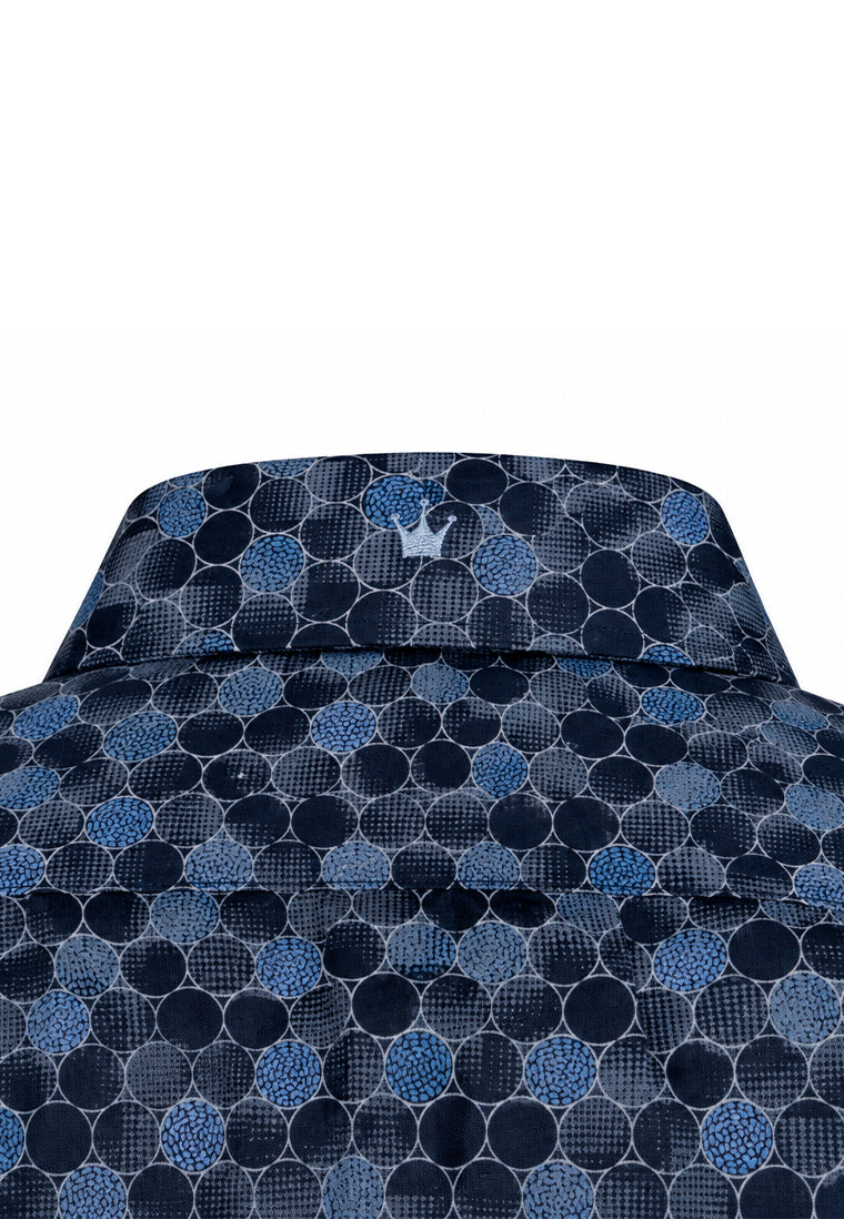 Camisa Sport Manga Larga Estampado Círculos Azules